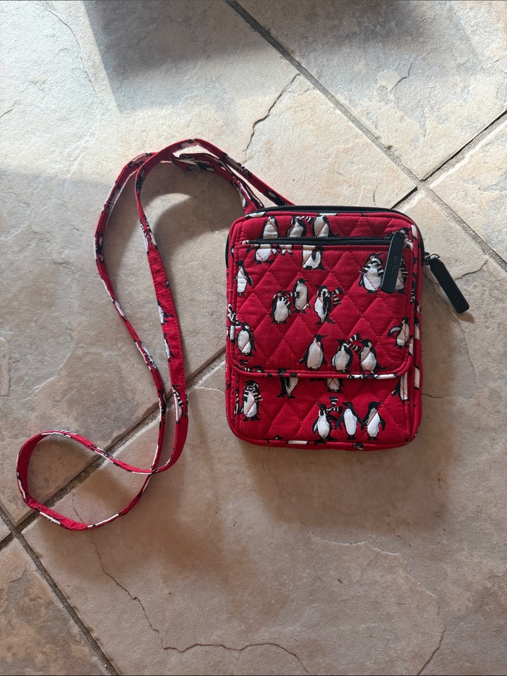 Vera Bradley small Quilted Red Penguin Crossbody Bag